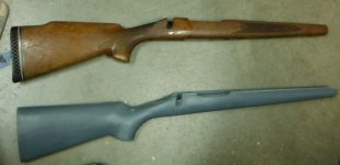 1962 Rem 700 wood 40 ounce stock vs Bansner 22 ounce foam core stock 10-2-2012.jpg