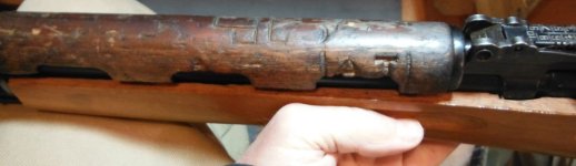 Albanian SKS with original handgaurd with initials carved 11-20-2013.jpg