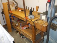 Woodworking bench cleared off and wood working being done.jpg